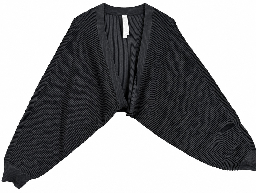 Alo Yoga Denim Knit Shawl Womens M L Black Anthracite W3858R NWT
